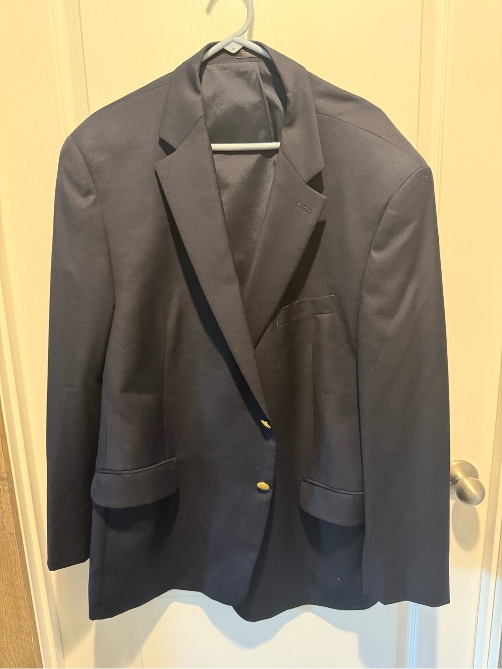 Ralph Lauren Navy Blazer with Gold Buttons size 50R.  Silk and wool.